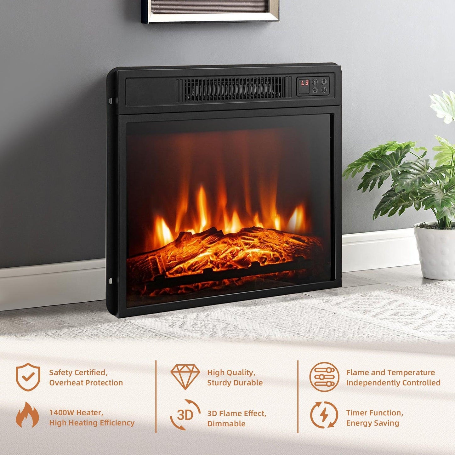 68" Farmhouse TV Stand with 23" Insert Opening Electric Fireplace