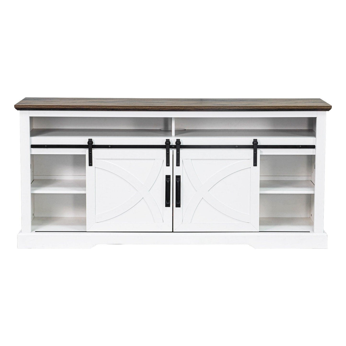 68" Farmhouse TV Stand with 23" Insert Opening Electric Fireplace