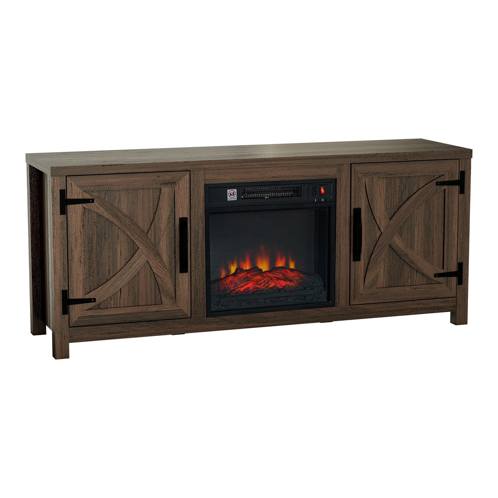 Modern White Electric Fireplace TV Stand For 58 Inch TV Storage Cabinet For Living Room