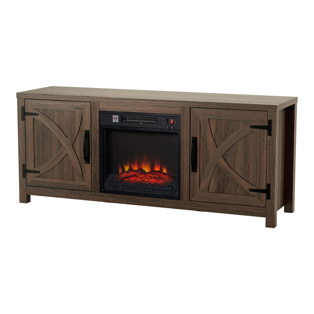 Modern White Electric Fireplace TV Stand For 58 Inch TV Storage Cabinet For Living Room