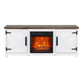 Modern White Electric Fireplace TV Stand For 58 Inch TV Storage Cabinet For Living Room