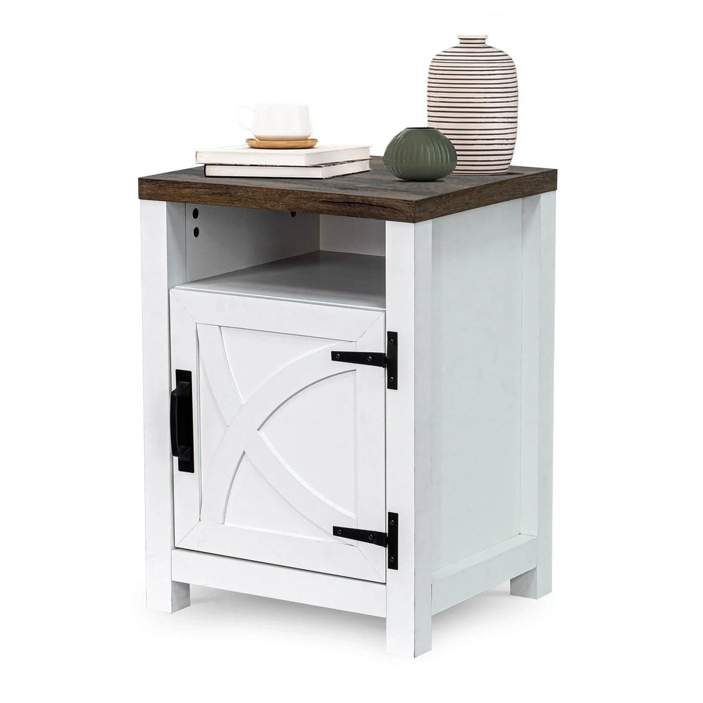 18" Solid Wood Farmhouse Nightstand for Bedroom in Brown or Grey or White