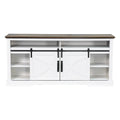 68" Farmhouse TV Stand with Double Sliding Barn Doors for Living Room