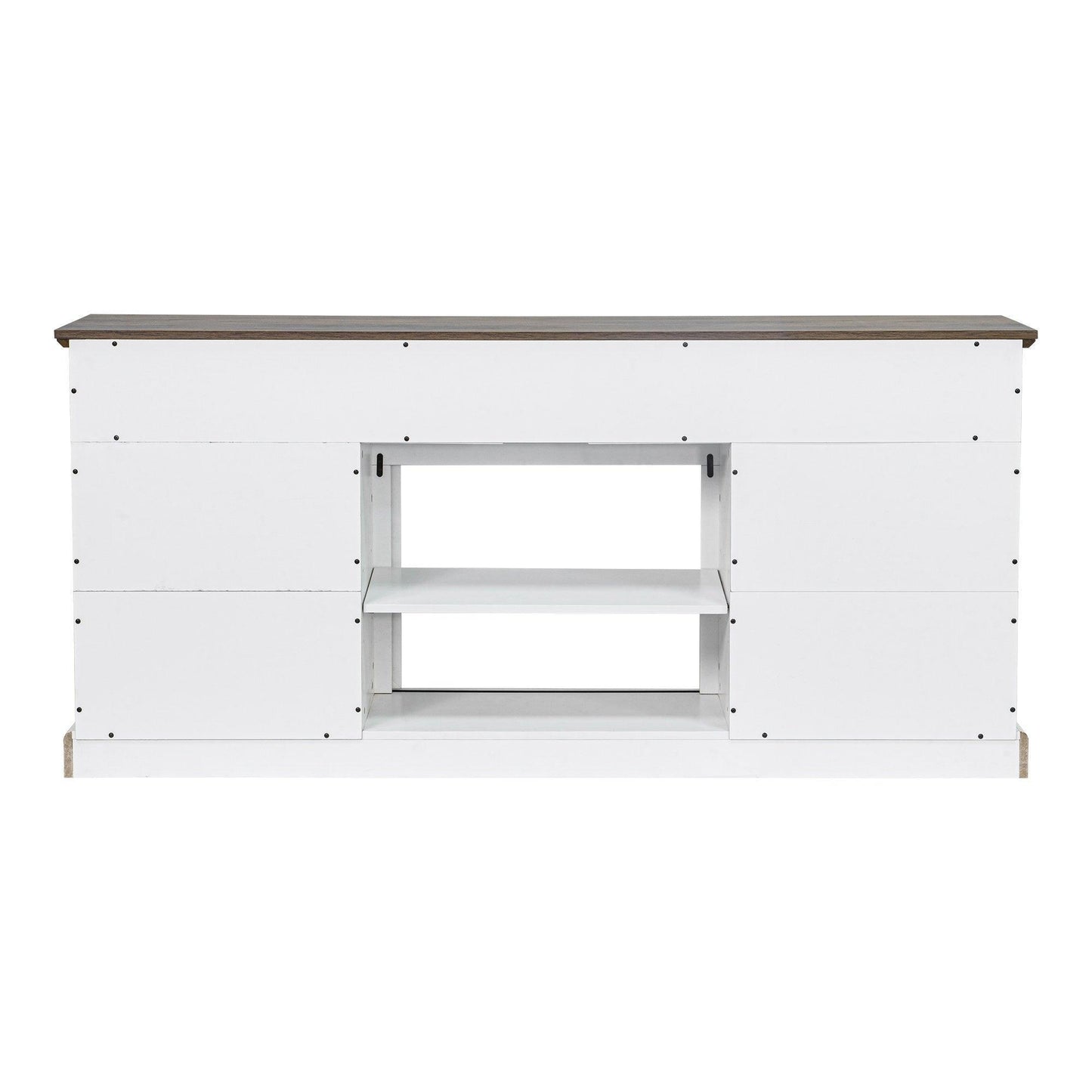 68" Farmhouse TV Stand with Double Sliding Barn Doors for Living Room