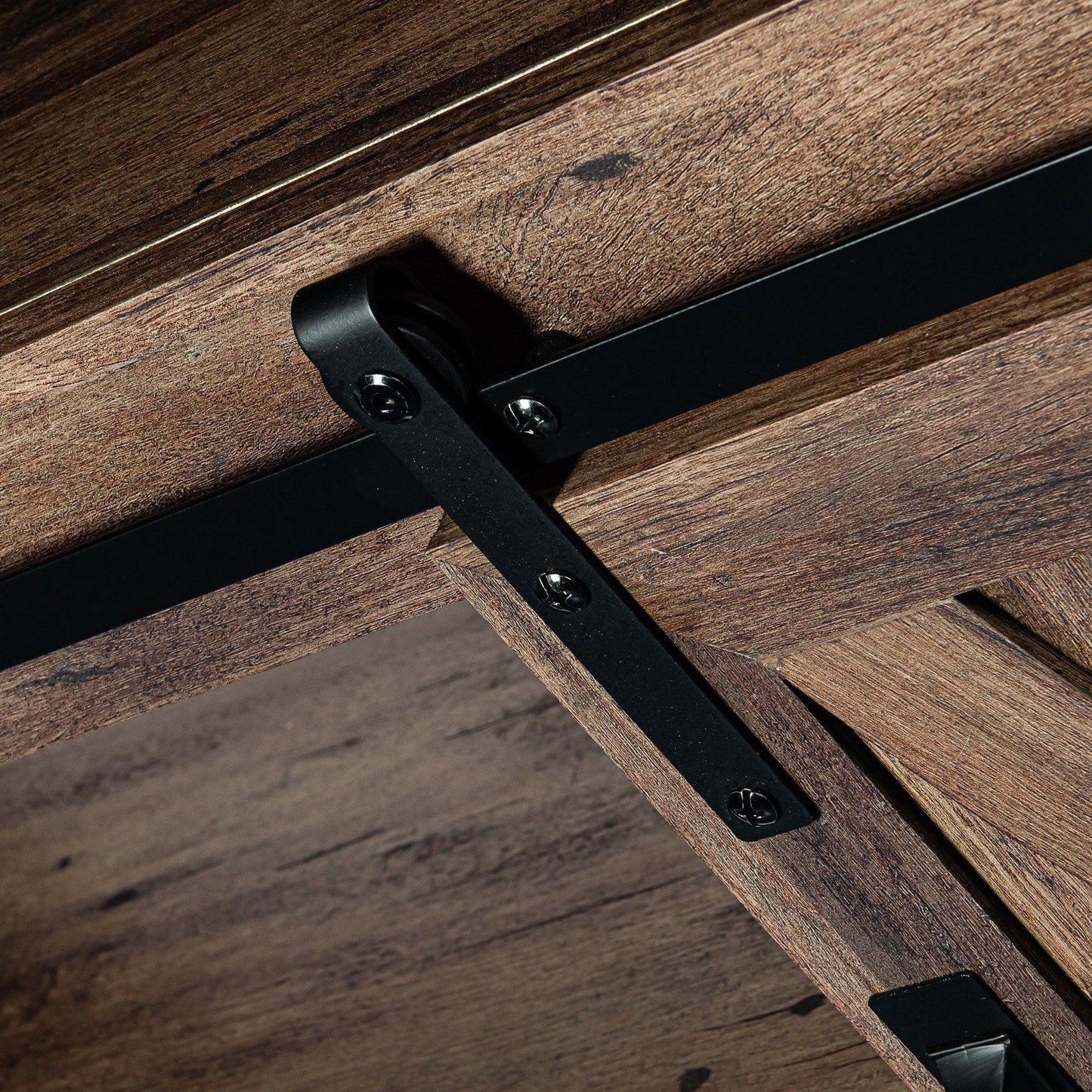 68" Farmhouse TV Stand with Double Sliding Barn Doors for Living Room