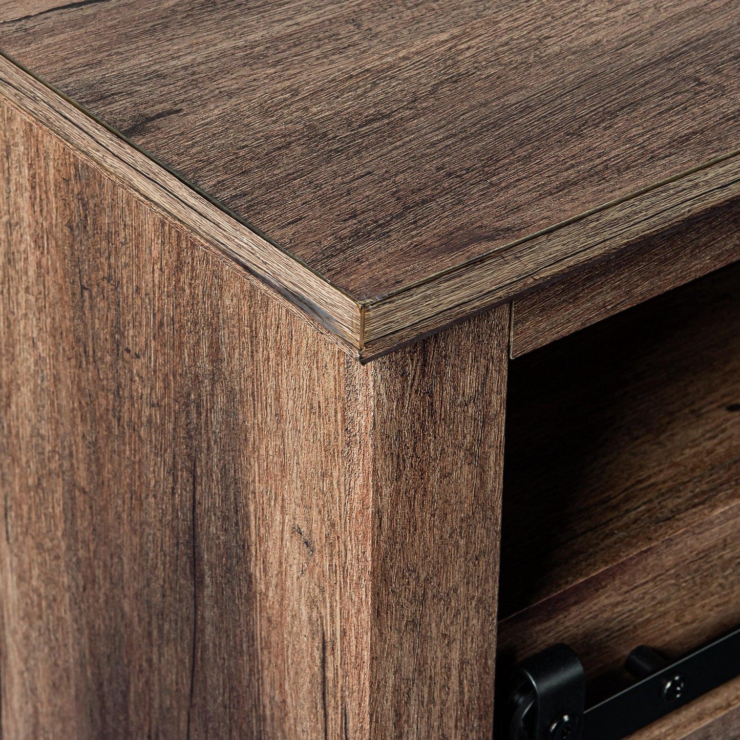 68" Farmhouse TV Stand with Double Sliding Barn Doors for Living Room