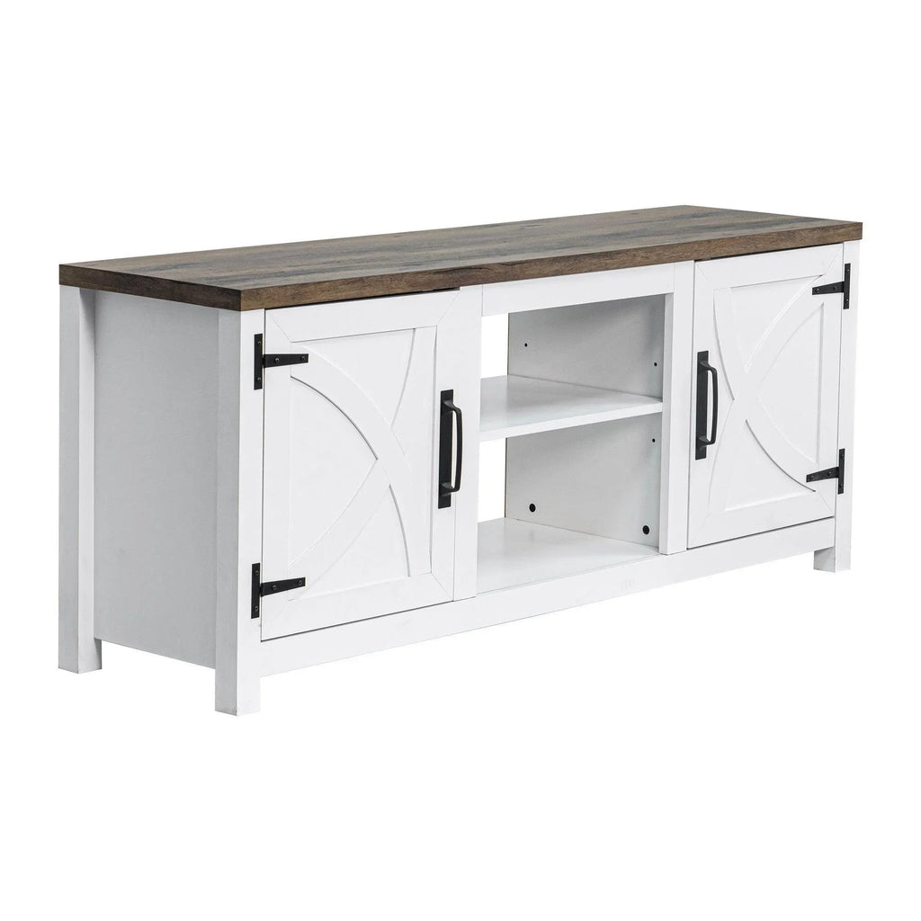 Farmhouse TV Stand for 58 Inch TV Storage Cabinet for Living Room