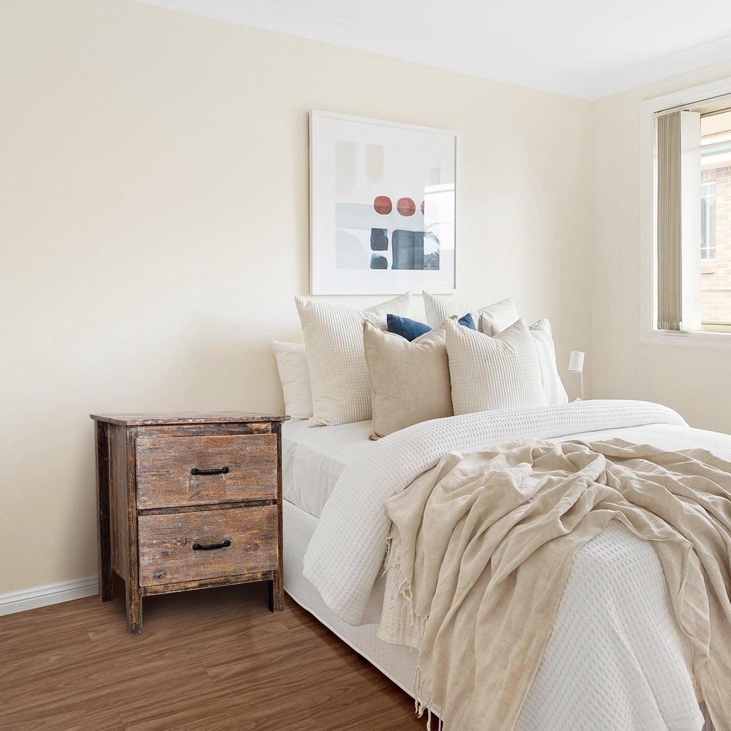 Farmhouse  Solid Wood Bedroom Nightstand Side Table