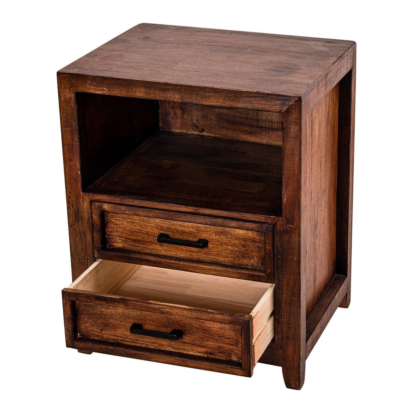 Modern Assembled Brown 2-Drawer Cabinet Night Stand