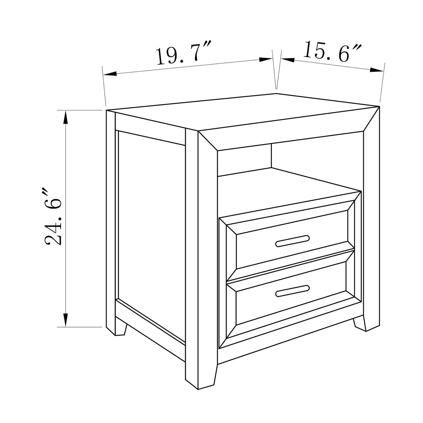 Modern Assembled Brown 2-Drawer Cabinet Night Stand