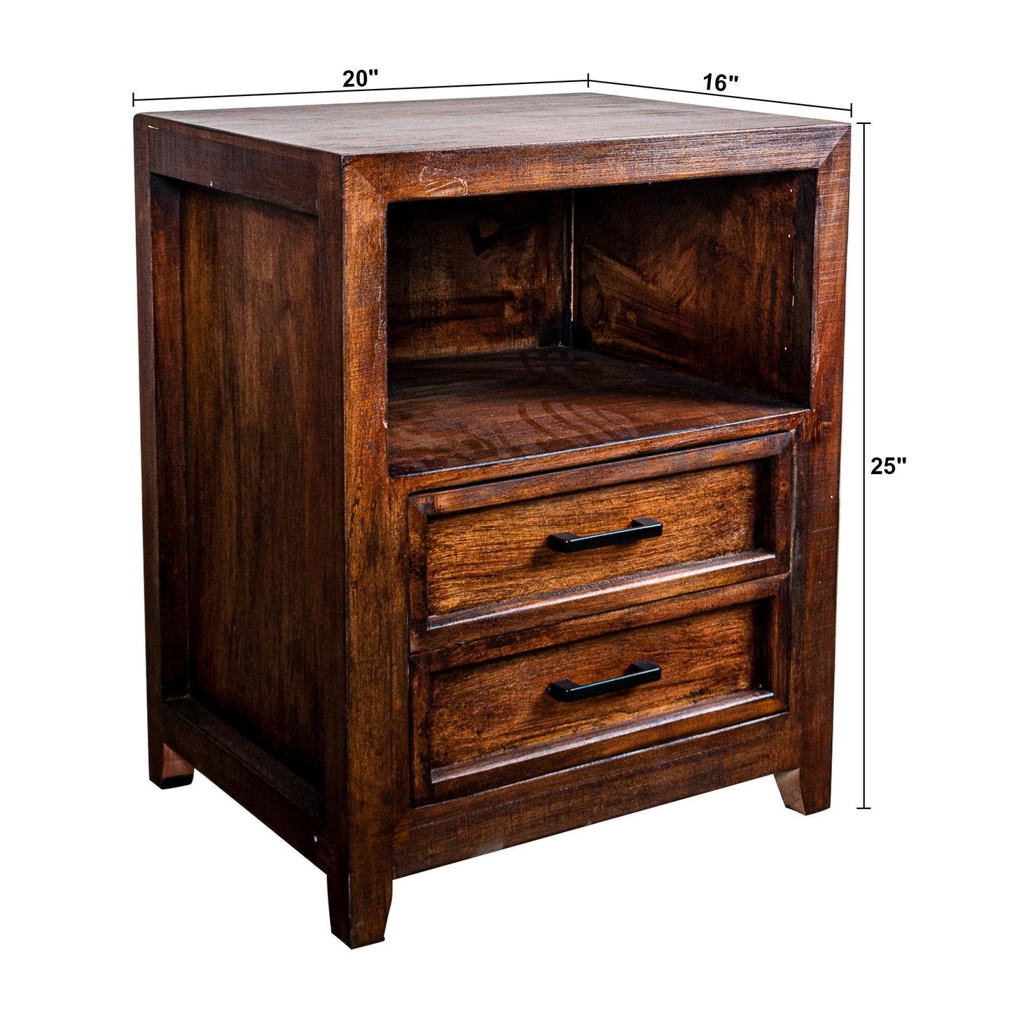 Modern Assembled Brown 2-Drawer Cabinet Night Stand