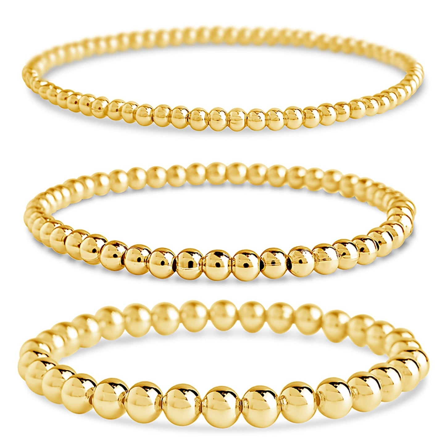 Sterling Silver Beaded Stretch Bracelet Sets