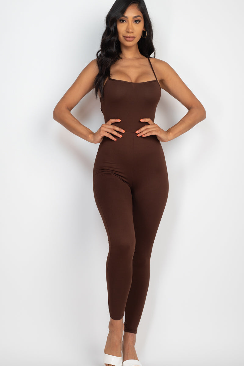 Criss-Cross Open Back Bodycon Jumpsuit (CAPELLA)