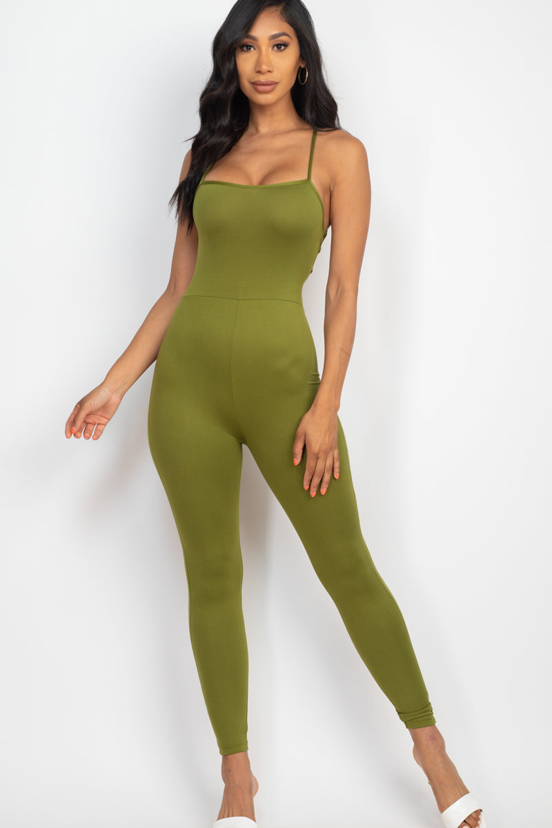 Criss-Cross Open Back Bodycon Jumpsuit (CAPELLA)