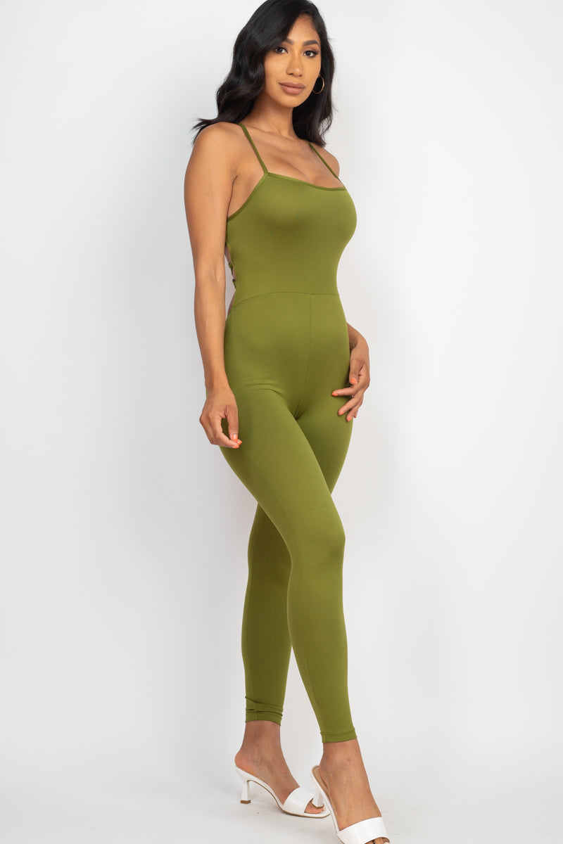 Criss-Cross Open Back Bodycon Jumpsuit (CAPELLA)