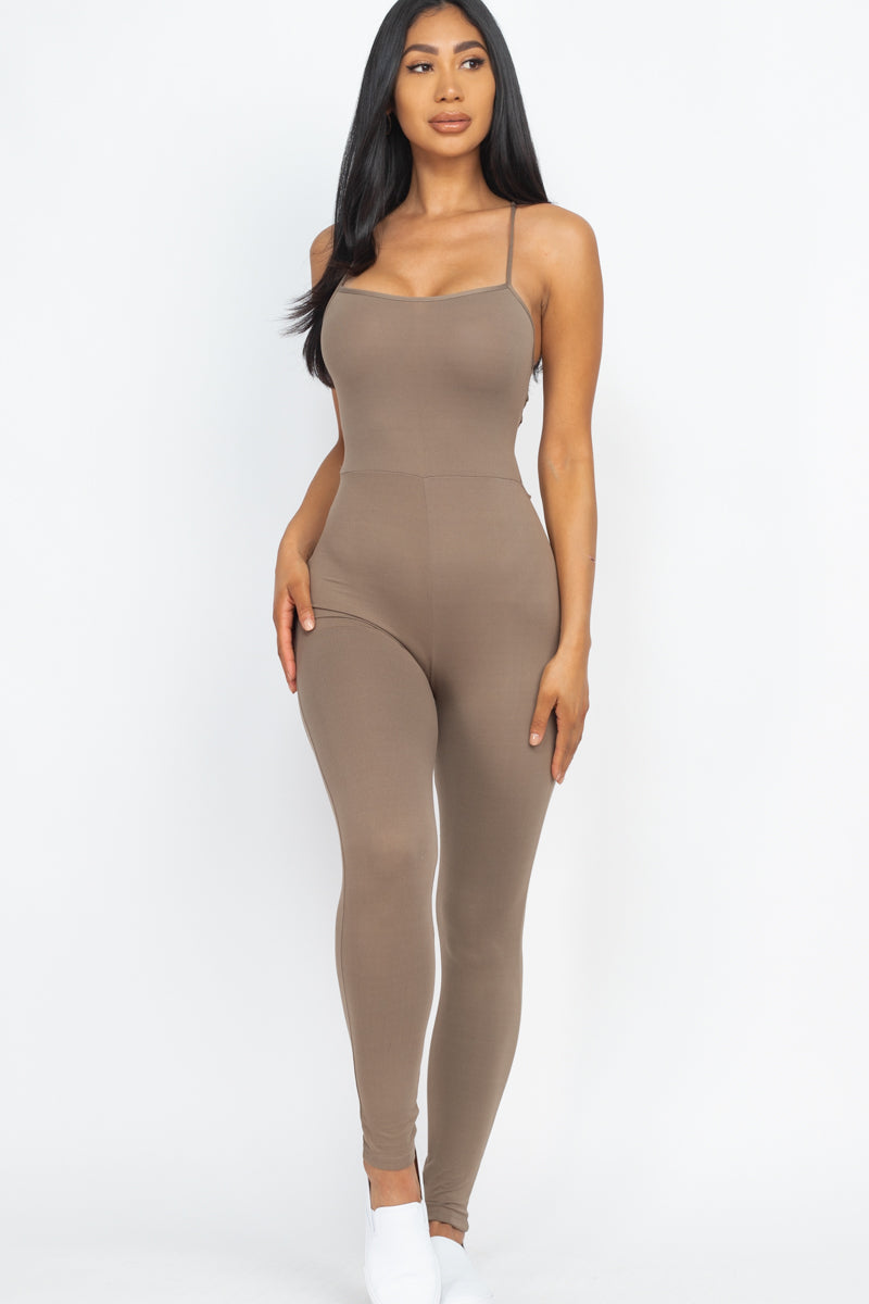 Criss-Cross Open Back Bodycon Jumpsuit (CAPELLA)