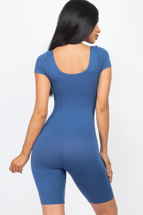 Short Sleeve Scoop Neck Bodycon Romper (CAPELLA)