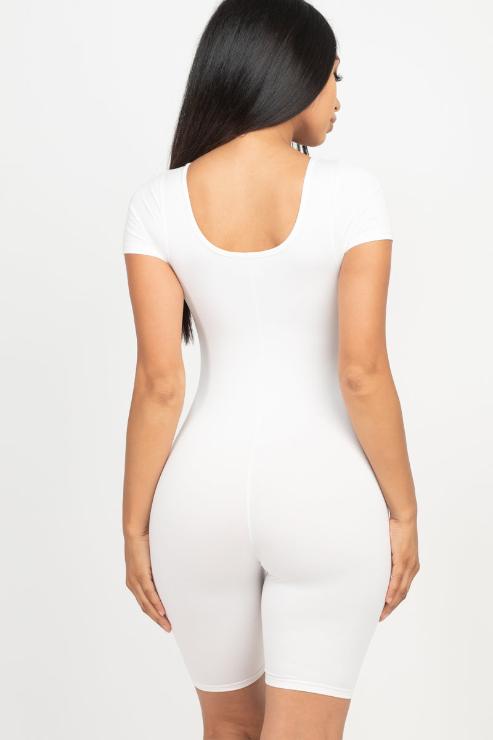 Short Sleeve Scoop Neck Bodycon Romper (CAPELLA)