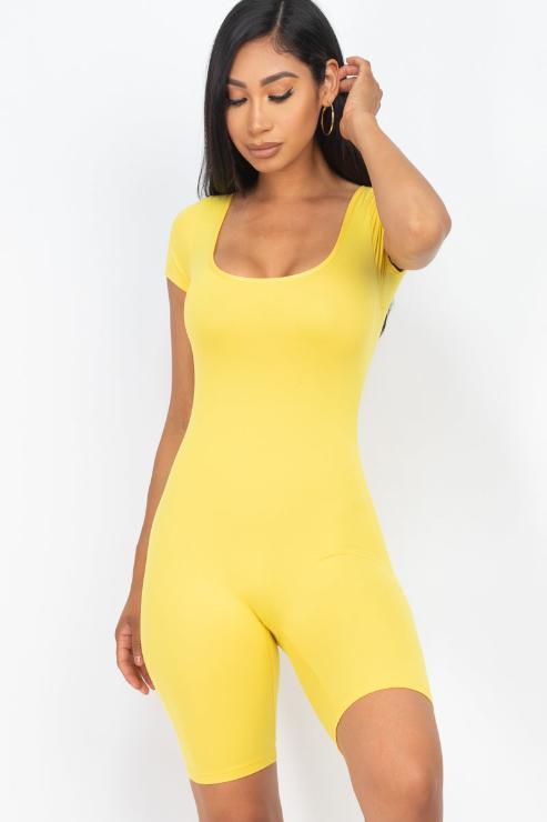 Short Sleeve Scoop Neck Bodycon Romper (CAPELLA)