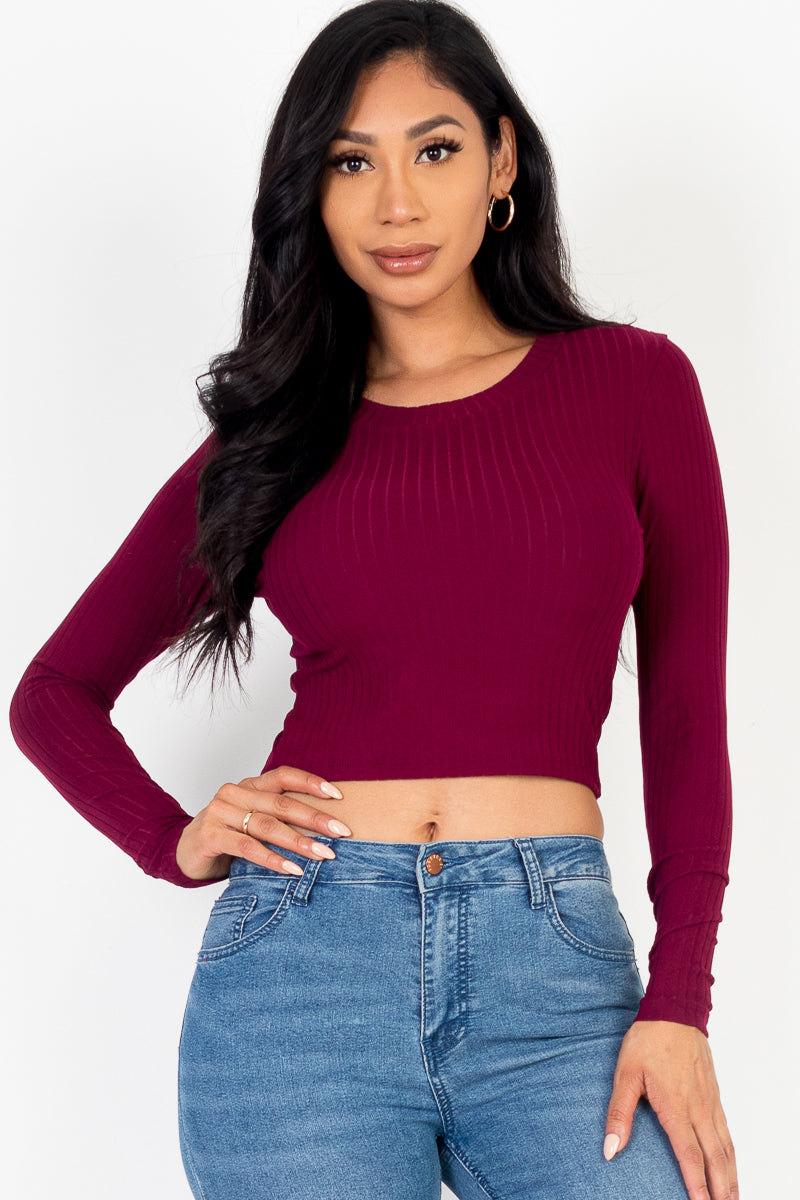 Long Sleeve Round Neck Basic Crop Top (CAPELLA)