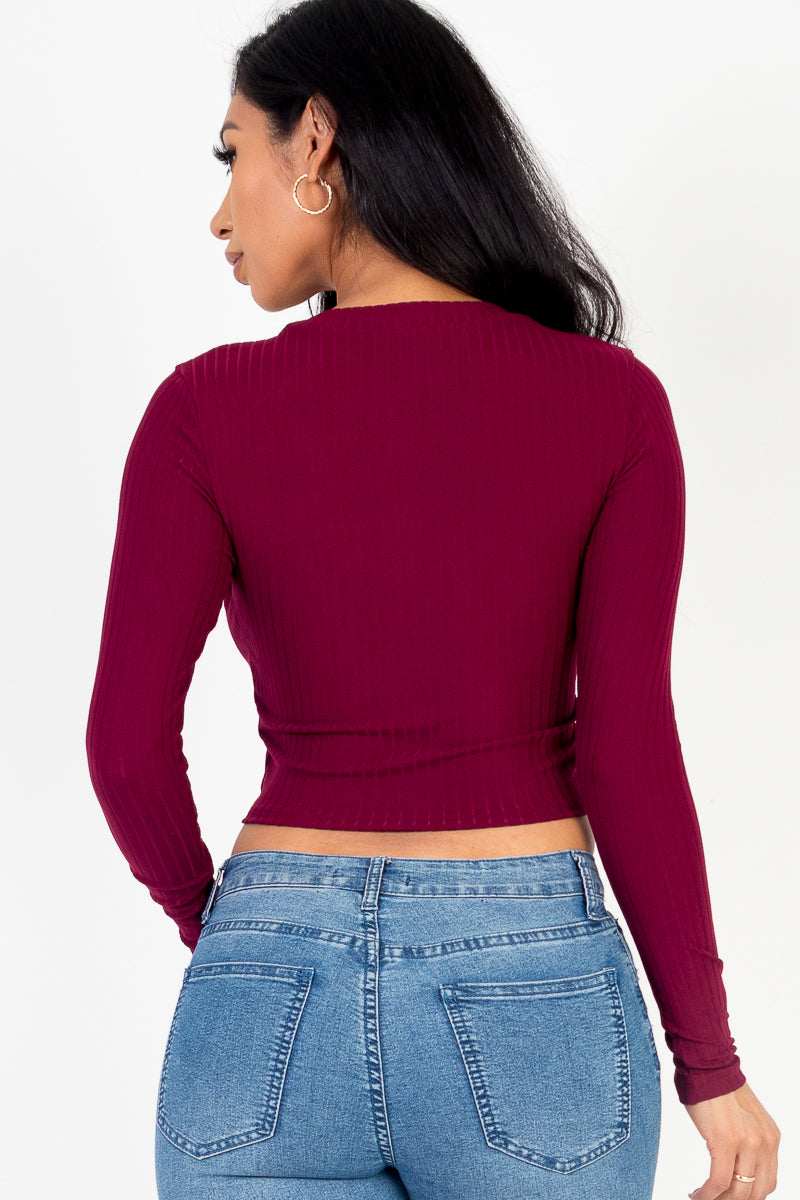 Long Sleeve Round Neck Basic Crop Top (CAPELLA)