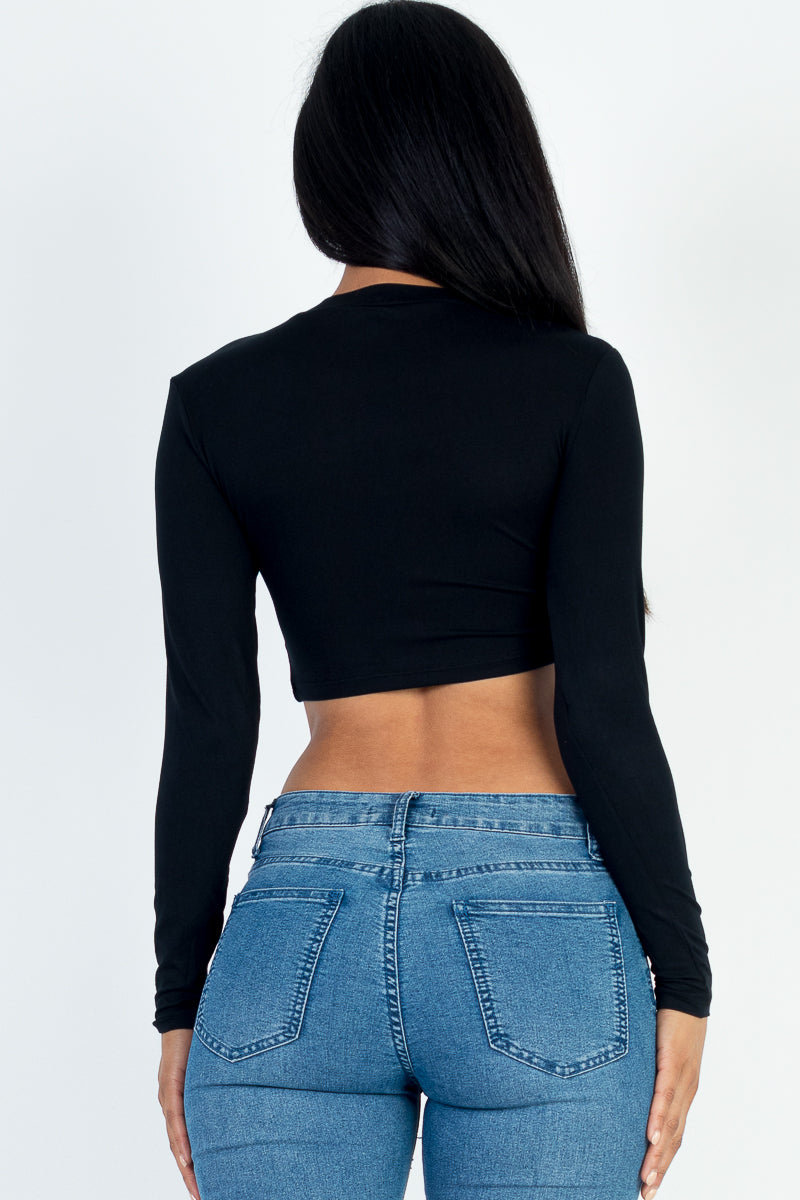 Crew Neck Long Sleeve Cropped Top (CAPELLA)