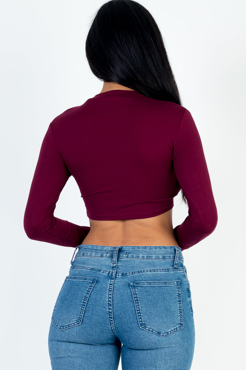 Crew Neck Long Sleeve Cropped Top (CAPELLA)