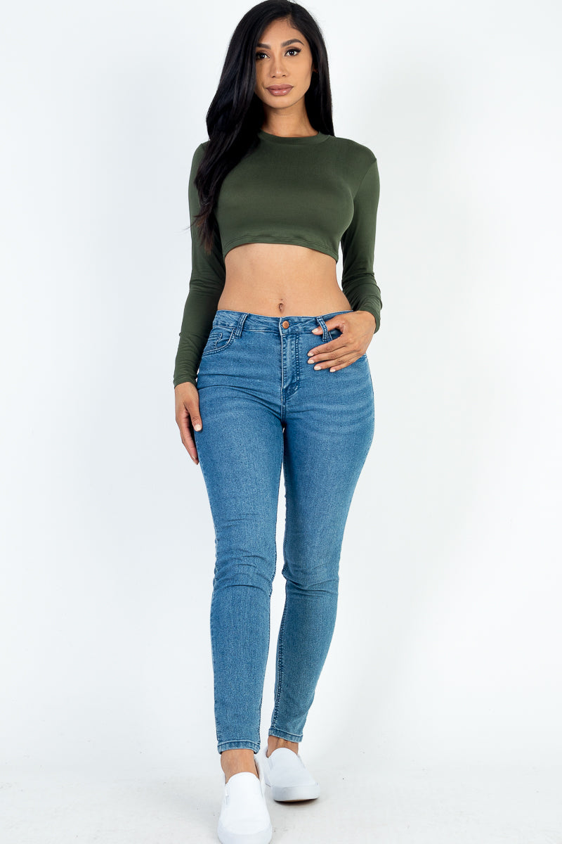 Crew Neck Long Sleeve Cropped Top (CAPELLA)