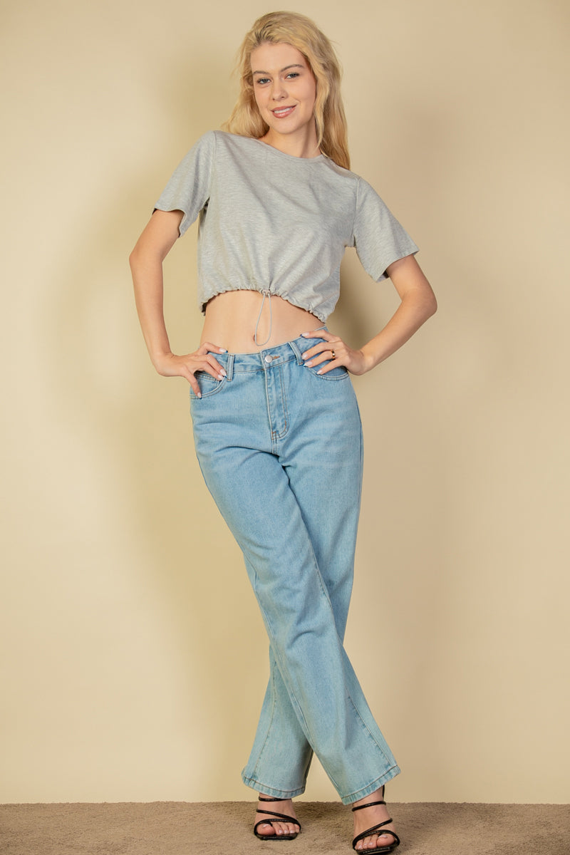 French Terry Toggle Drawstring Crop Top (CAPELLA)