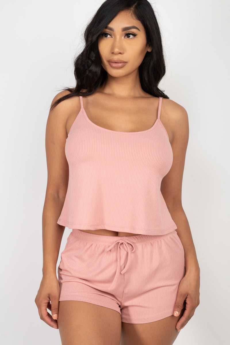 Ribbed Strappy Top & Shorts Set (CAPELLA)