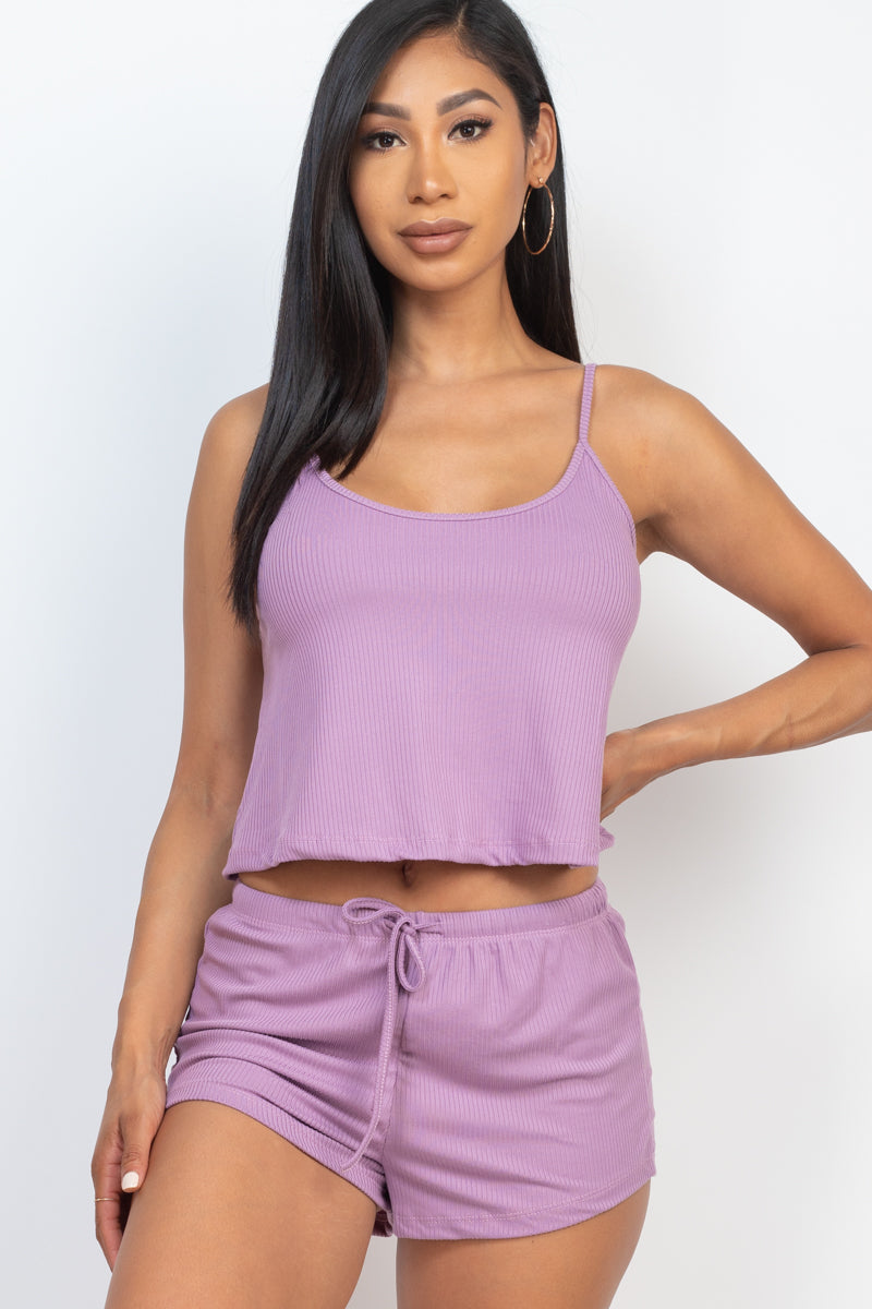 Ribbed Strappy Top & Shorts Set (CAPELLA)