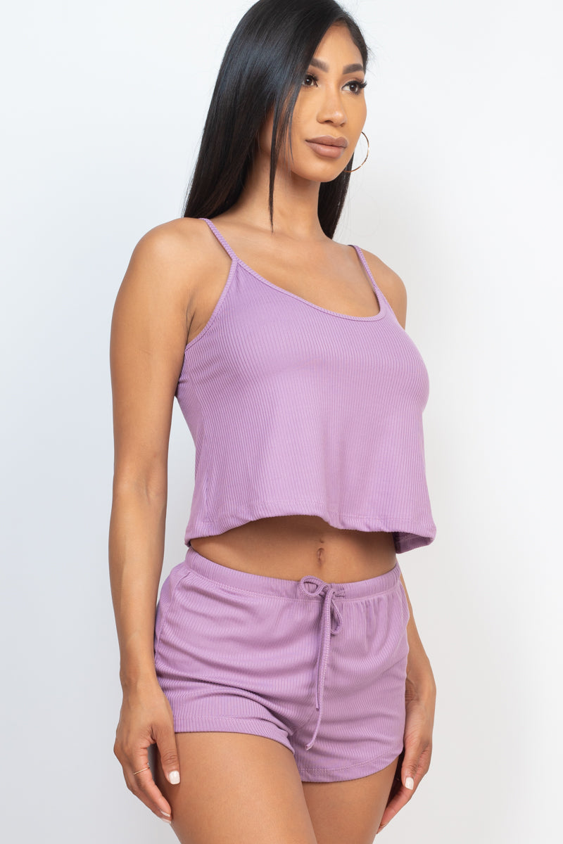 Ribbed Strappy Top & Shorts Set (CAPELLA)