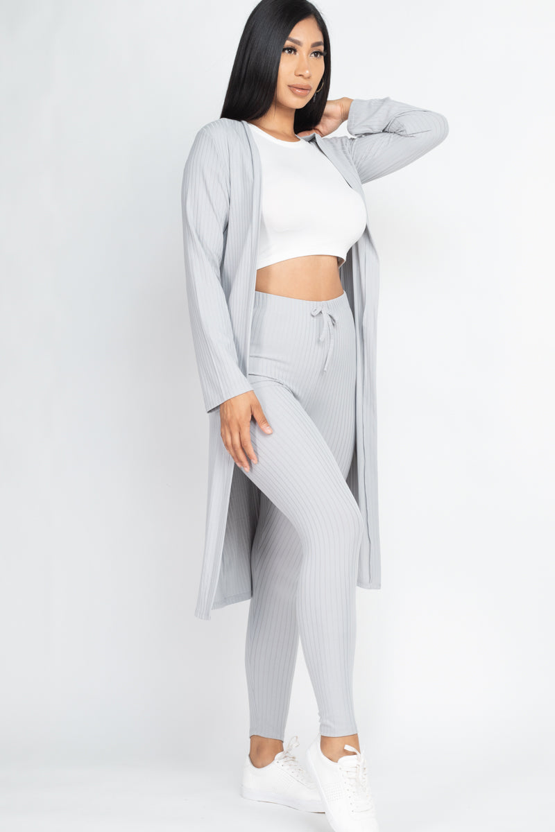Ribbed Long Cardigan & Leggings Set (CAPELLA)