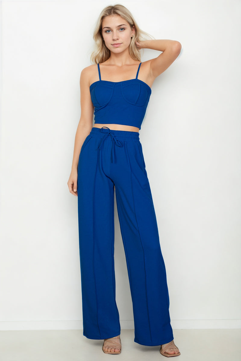 Bustier Crop Cami Top & Slant Pocket Straight Pants (CAPELLA)