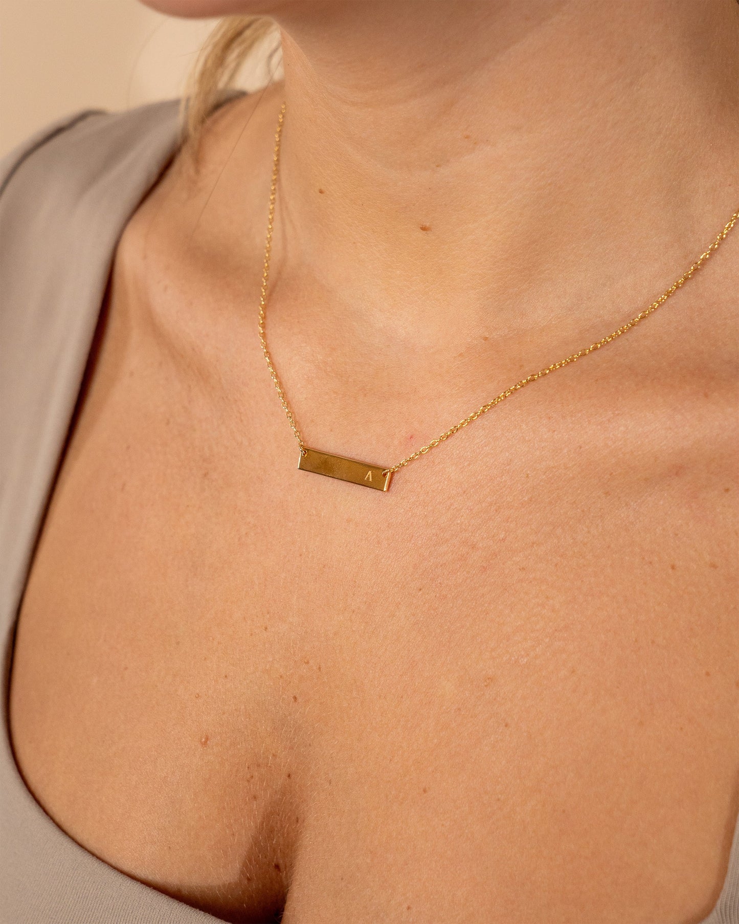 Sterling Silver Bar Initial Necklace