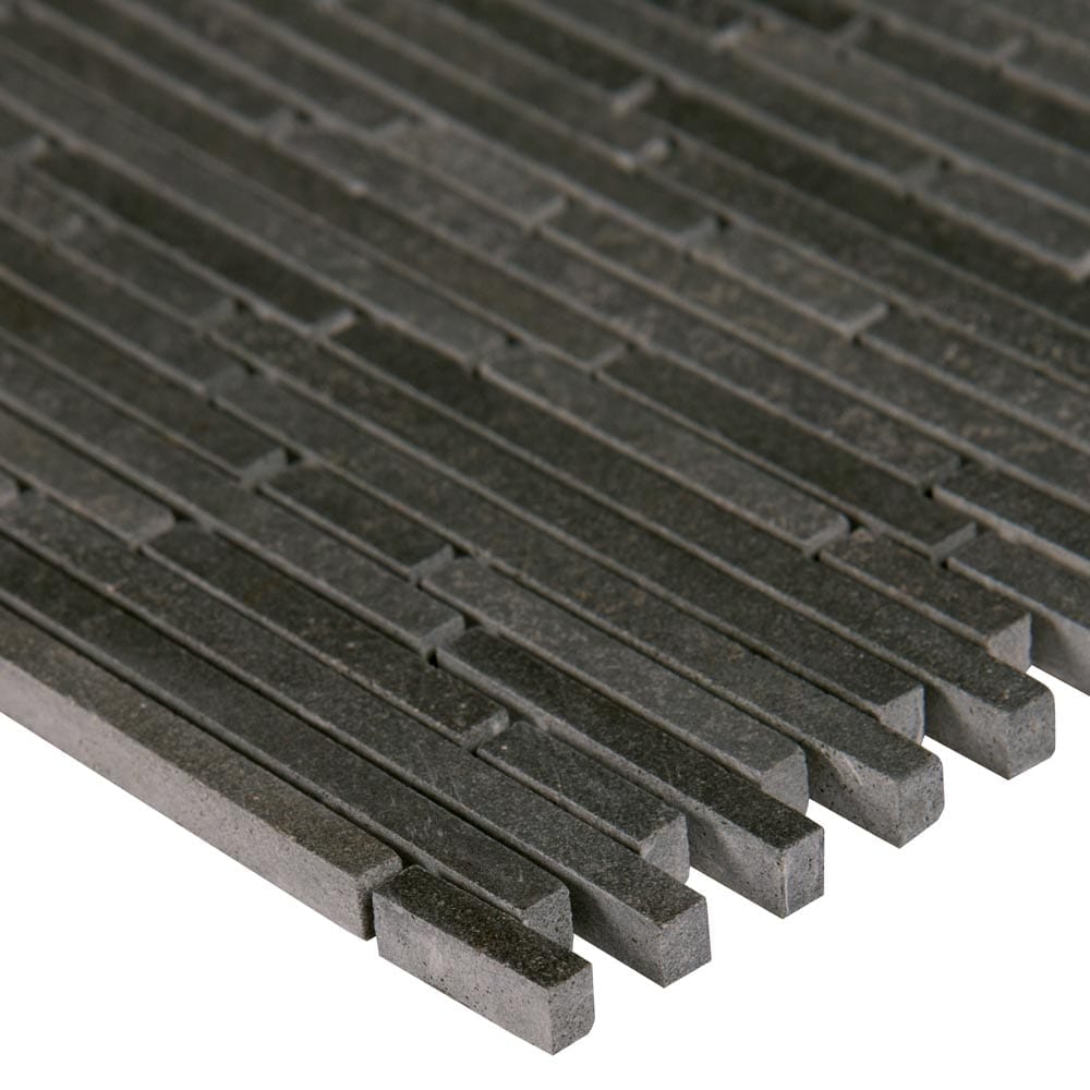 Basalt Blue Bamboo 12" x 12" Honed Mesh-Mounted Mosaic Tile Pattern-MSI Collection
