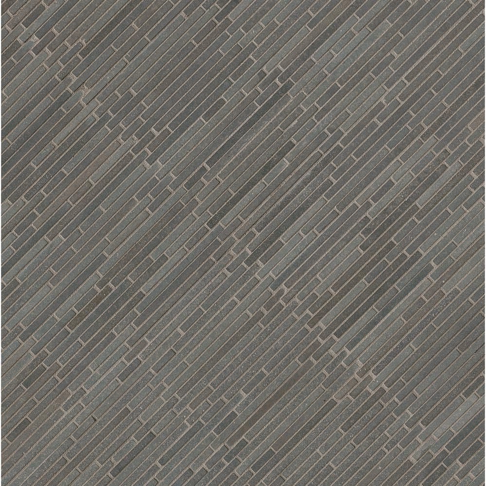 Basalt Blue Bamboo 12" x 12" Honed Mesh-Mounted Mosaic Tile Pattern-MSI Collection