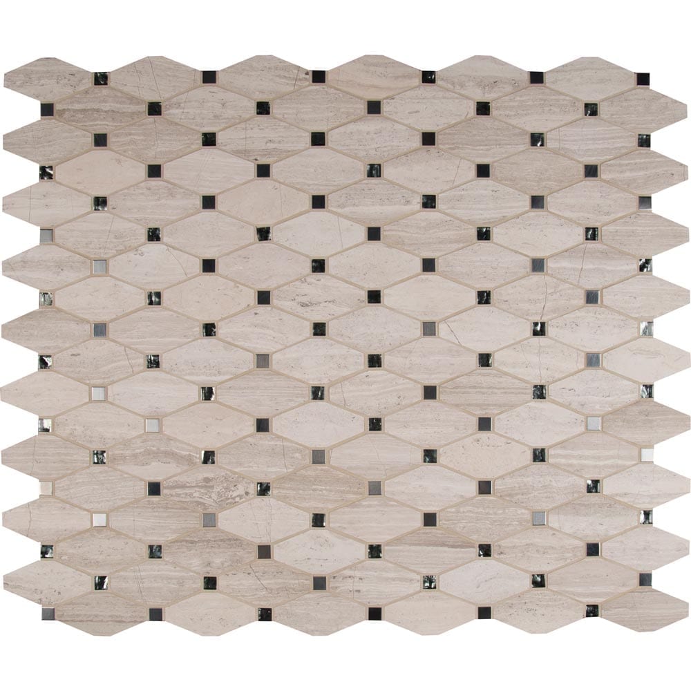 Bayview Elongated Octagon 11.81"x13.4" Glass Metal Stone Mesh-Mounted Mosaic Tile Pattern - MSI Collection