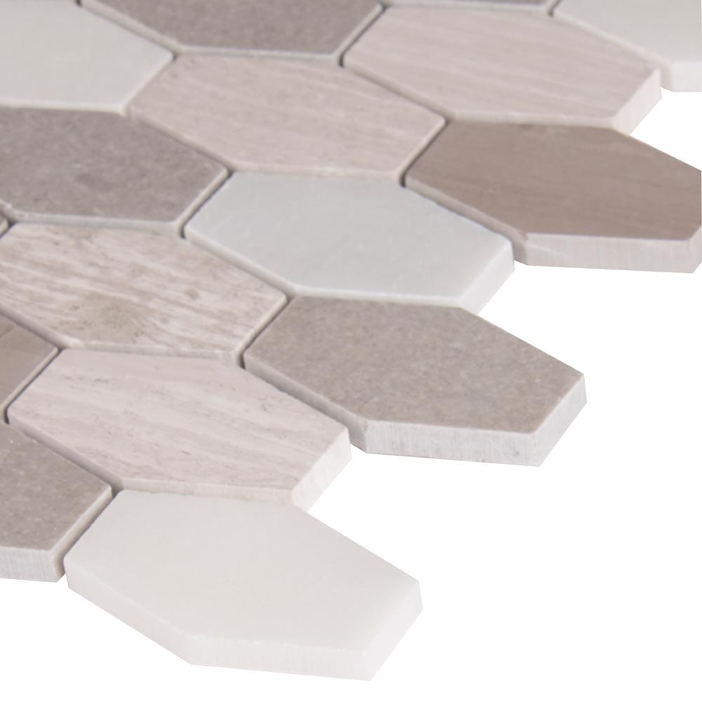 Bellagio Blend Elongated 11.63" x 12" Honed Marble Mesh-Mounted Mosaic Tile Hexagon -MSI Collection