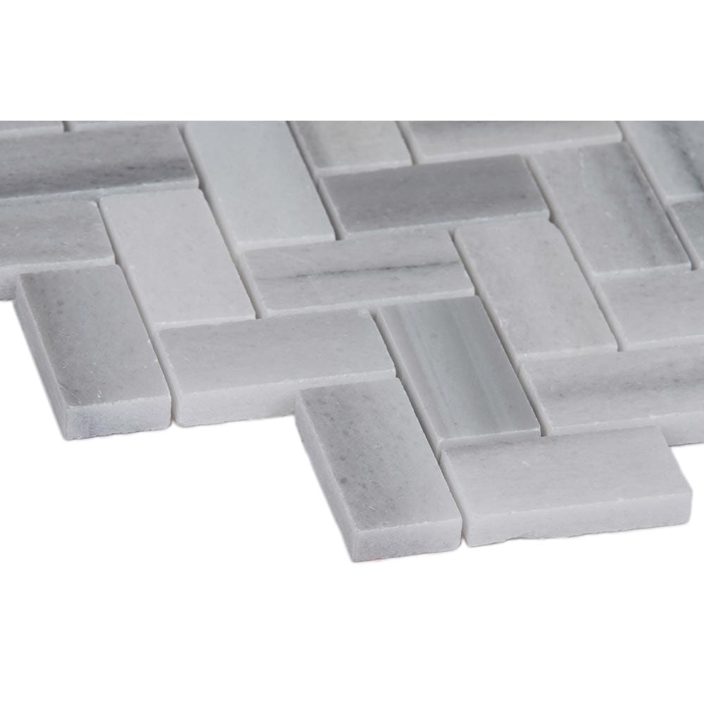 Bergamo Herringbone 11.63" x 11.63" Polished Marble Mesh-Mounted Mosaic Tile Pattern-MSI Collection