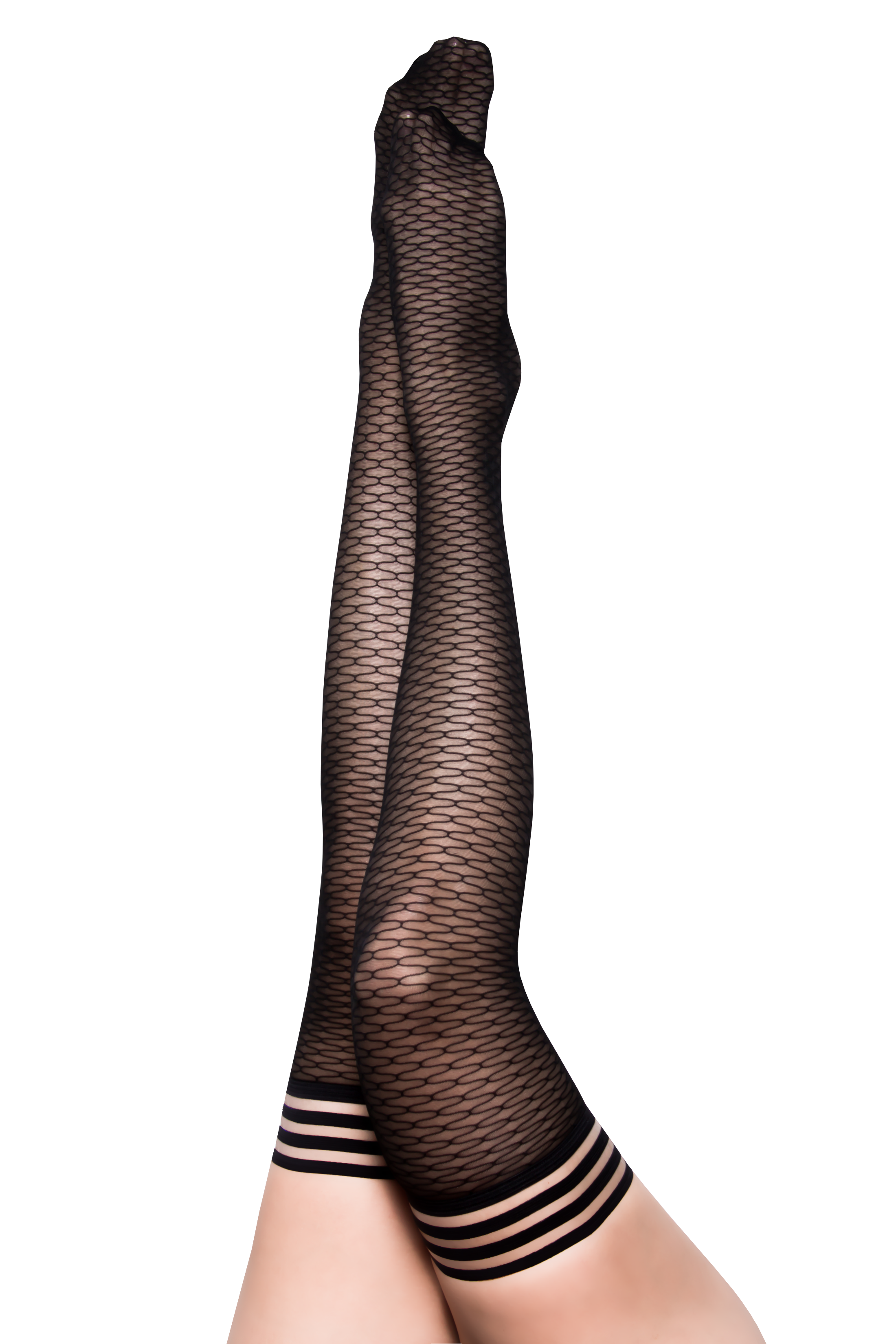Beth Ann: A Deliciously Modern Take on Traditional Black Fishnet Thigh Highs. Petite to Plus Size