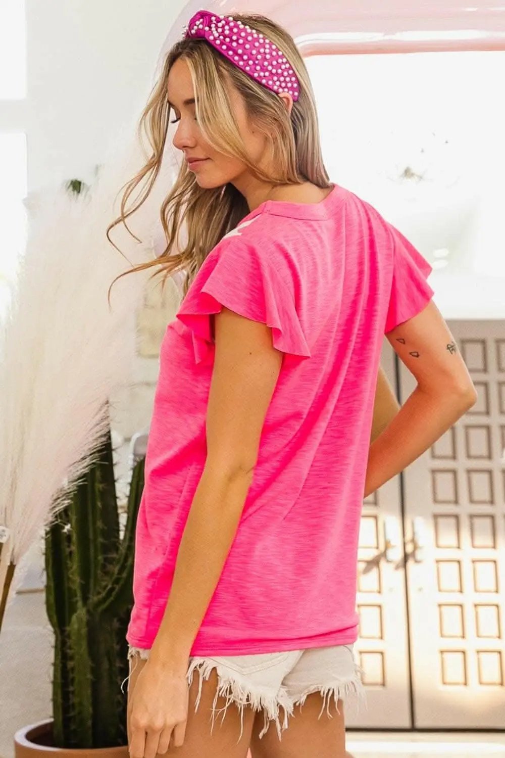 T-Shirts Trendsi usa - BiBi Leopard Contrast Round Neck T-Shirt
