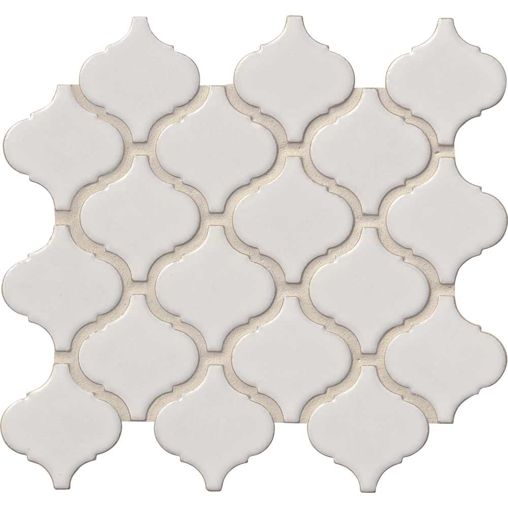 Bianco Arabesque 9.84" x 10.63" Glazed Ceramic Mesh-Mounted Mosaic Tile Pattern-MSI Collection
