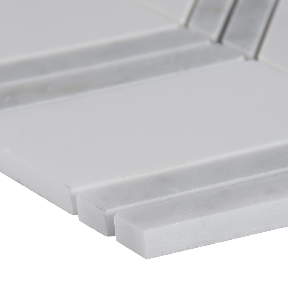 Bianco Dolomite Chevron 12" x 12" Polished Marble Mesh-Mounted Mosaic Tile Pattern-MSI Collection
