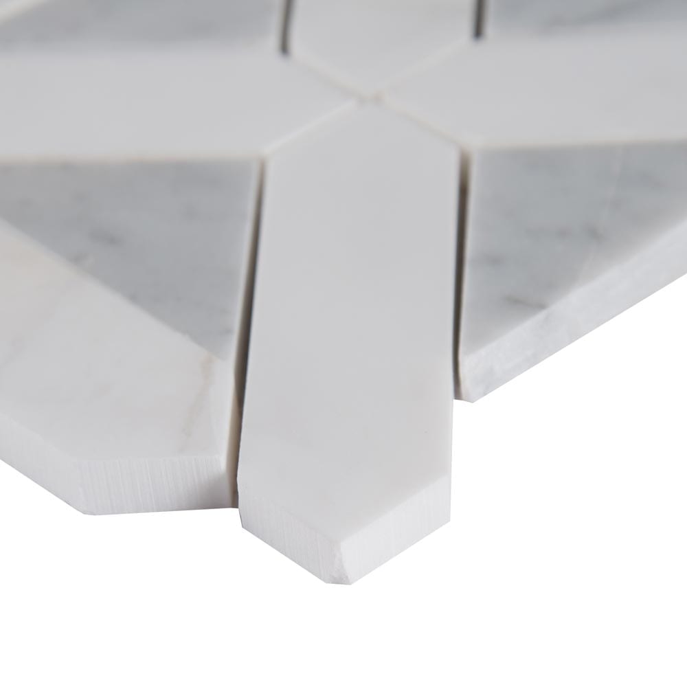 Bianco Dolomite Geometrica 12" x 12" Polished Marble Mesh-Mounted Mosaic Tile Pattern-MSI Collection