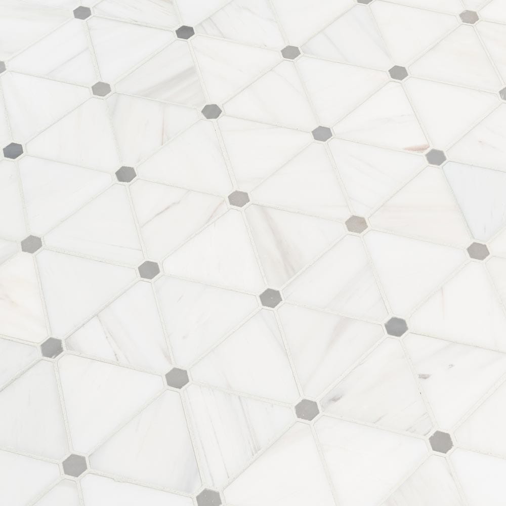 Bianco Dolomite Pinwheel 12" x 15" Polished Marble Mesh-Mounted Mosaic Tile Pattern-MSI Collection