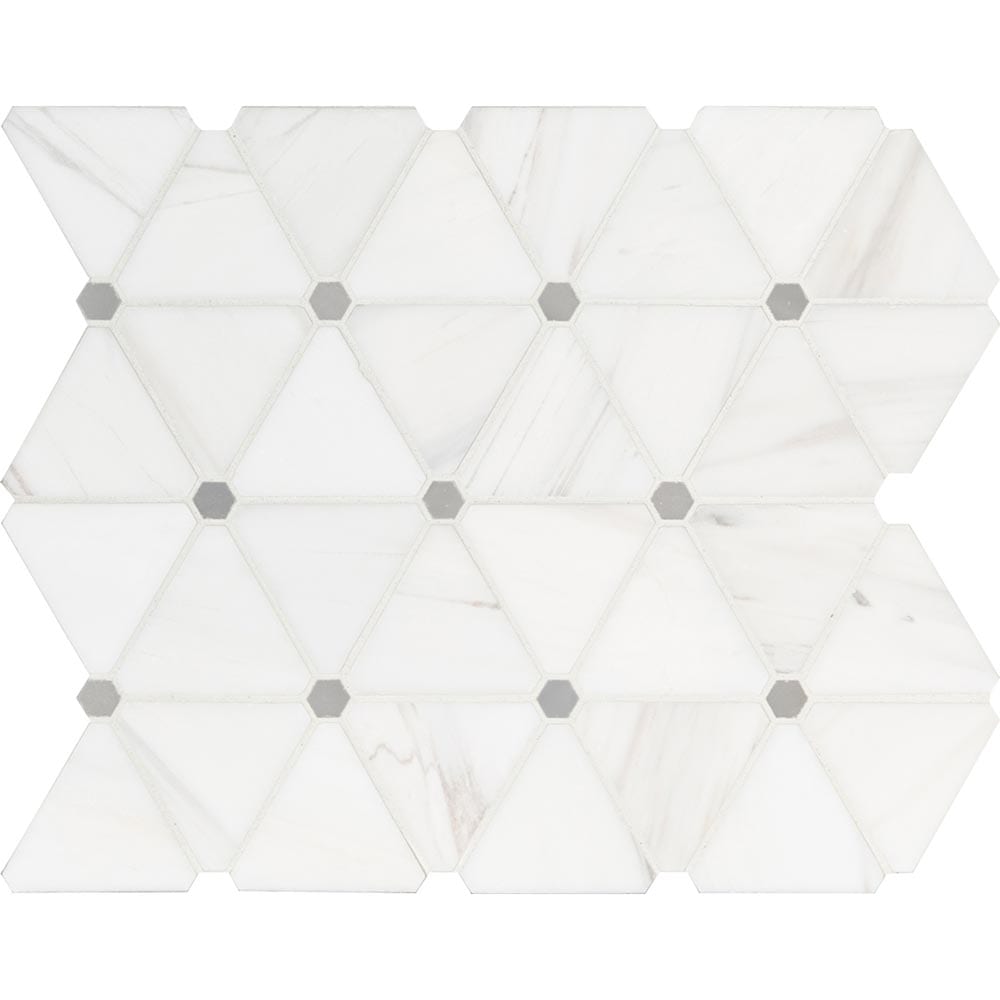 Bianco Dolomite Pinwheel 12" x 15" Polished Marble Mesh-Mounted Mosaic Tile Pattern-MSI Collection