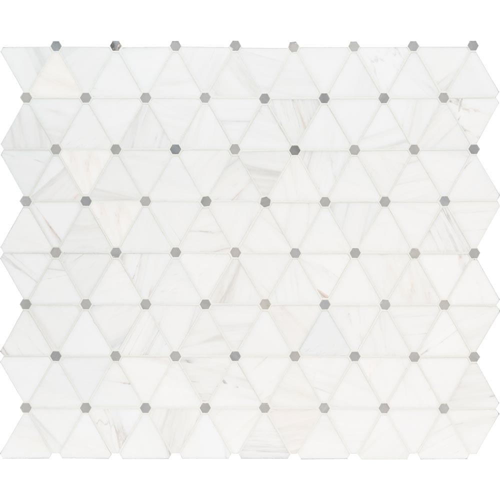 Bianco Dolomite Pinwheel 12" x 15" Polished Marble Mesh-Mounted Mosaic Tile Pattern-MSI Collection