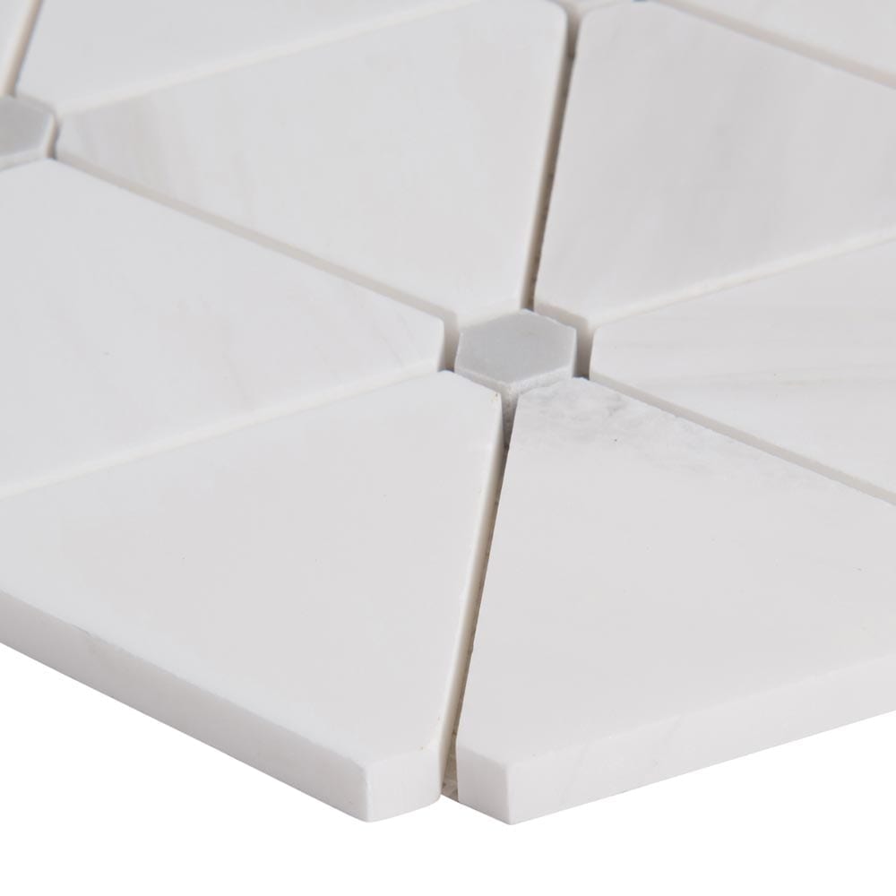 Bianco Dolomite Pinwheel 12" x 15" Polished Marble Mesh-Mounted Mosaic Tile Pattern-MSI Collection