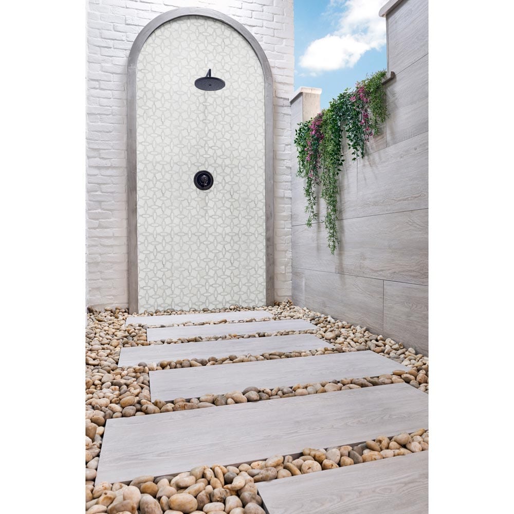 Bianco Gridwork 12" x 12" Polished Marble Mesh-Mounted Mosaic Tile Pattern-MSI Collection
